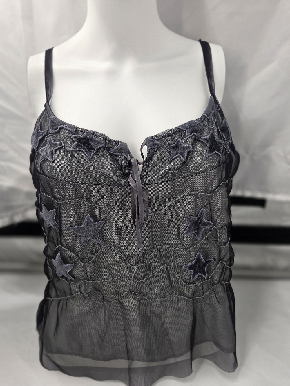 Free People Sheer Velvet Star Mesh Cami L Whimsygoth Witchy Grunge Y2K